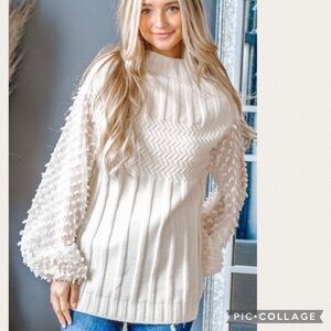 Ivory Sweater w/Popcorn Sleeves